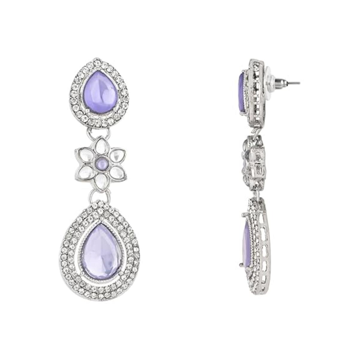 Anmol Silver Purple Earrings