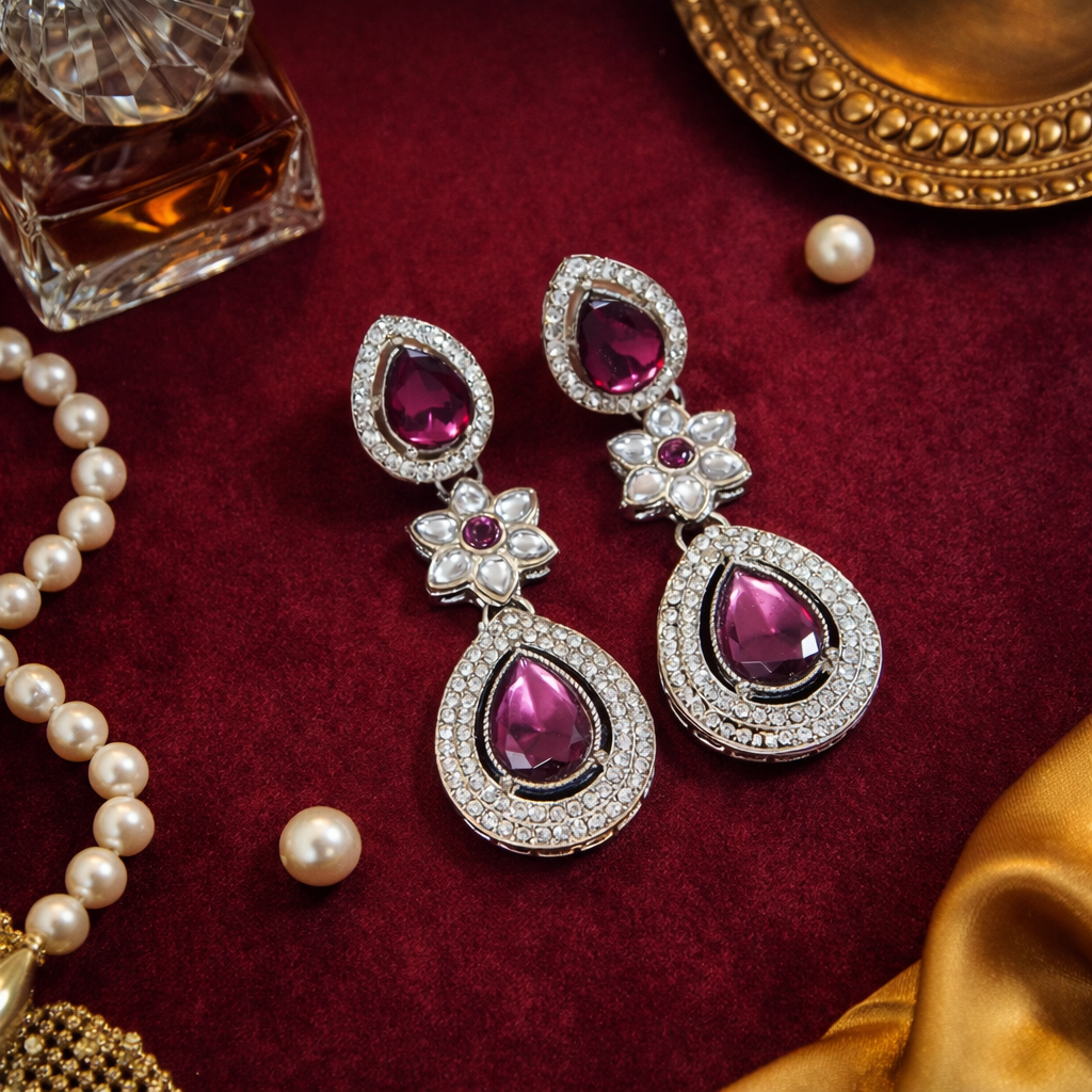 Anmol Silver Wine Earrings