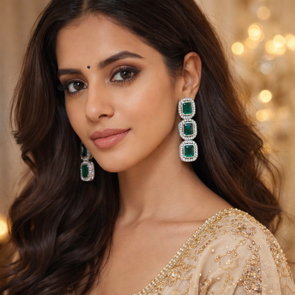 Helly Silver Green Earrings