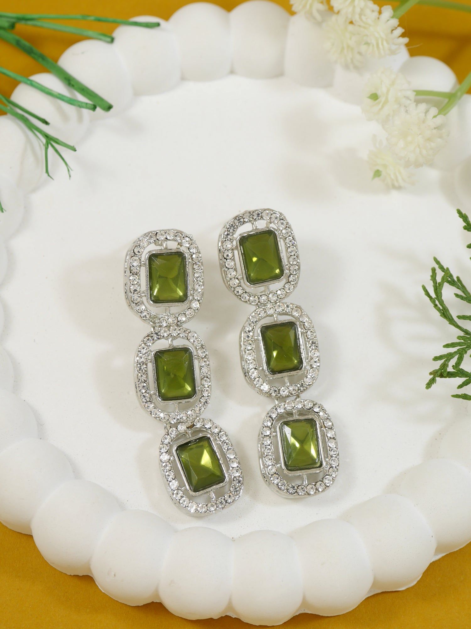 Helly Silver Mehendi Earrings