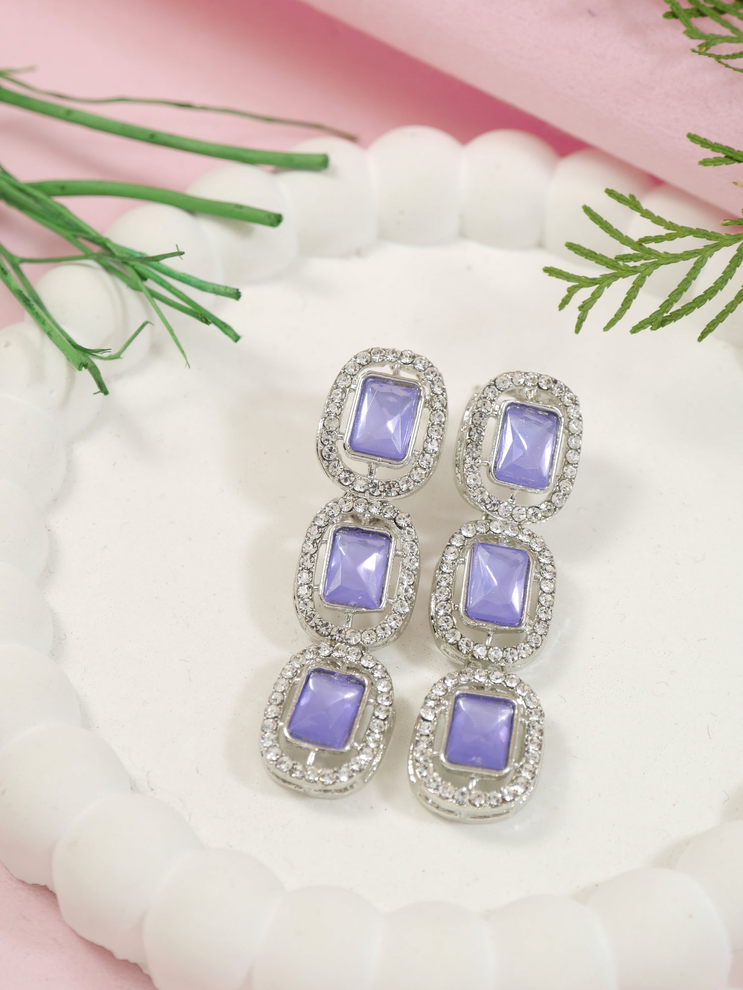 Helly Silver Purple Earrings