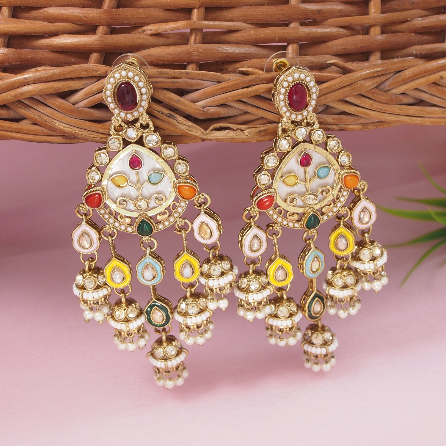 Tahseen - Chandbali Jhumki Mother of Pearl Earrings