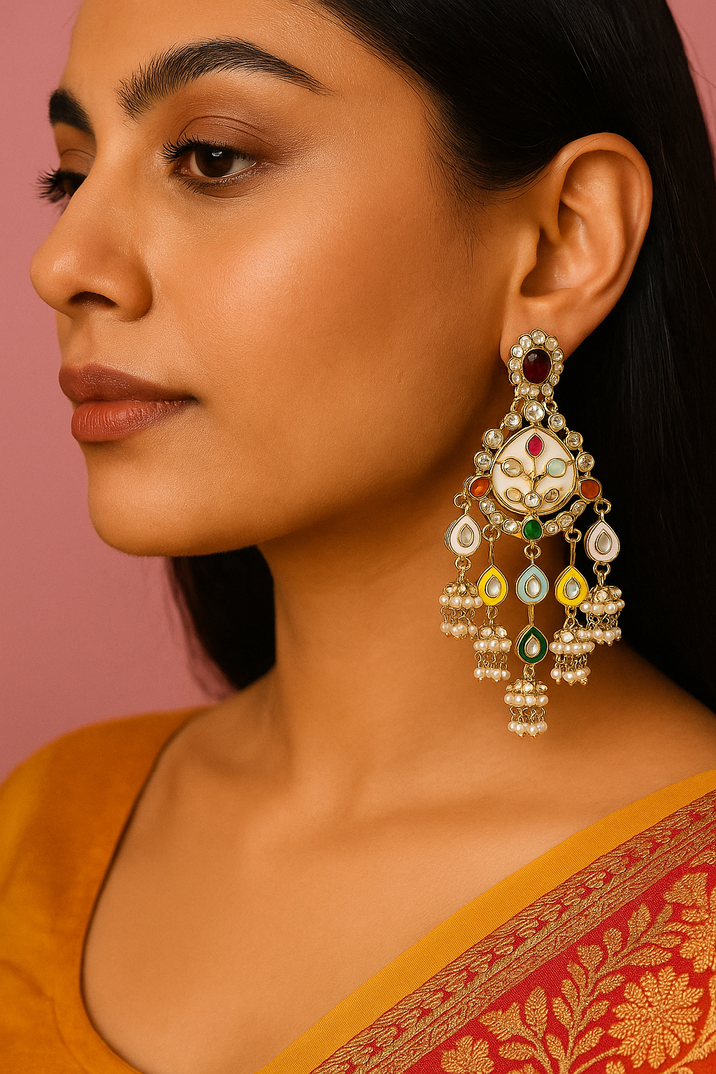 Tahseen - Chandbali Jhumki Mother of Pearl Earrings