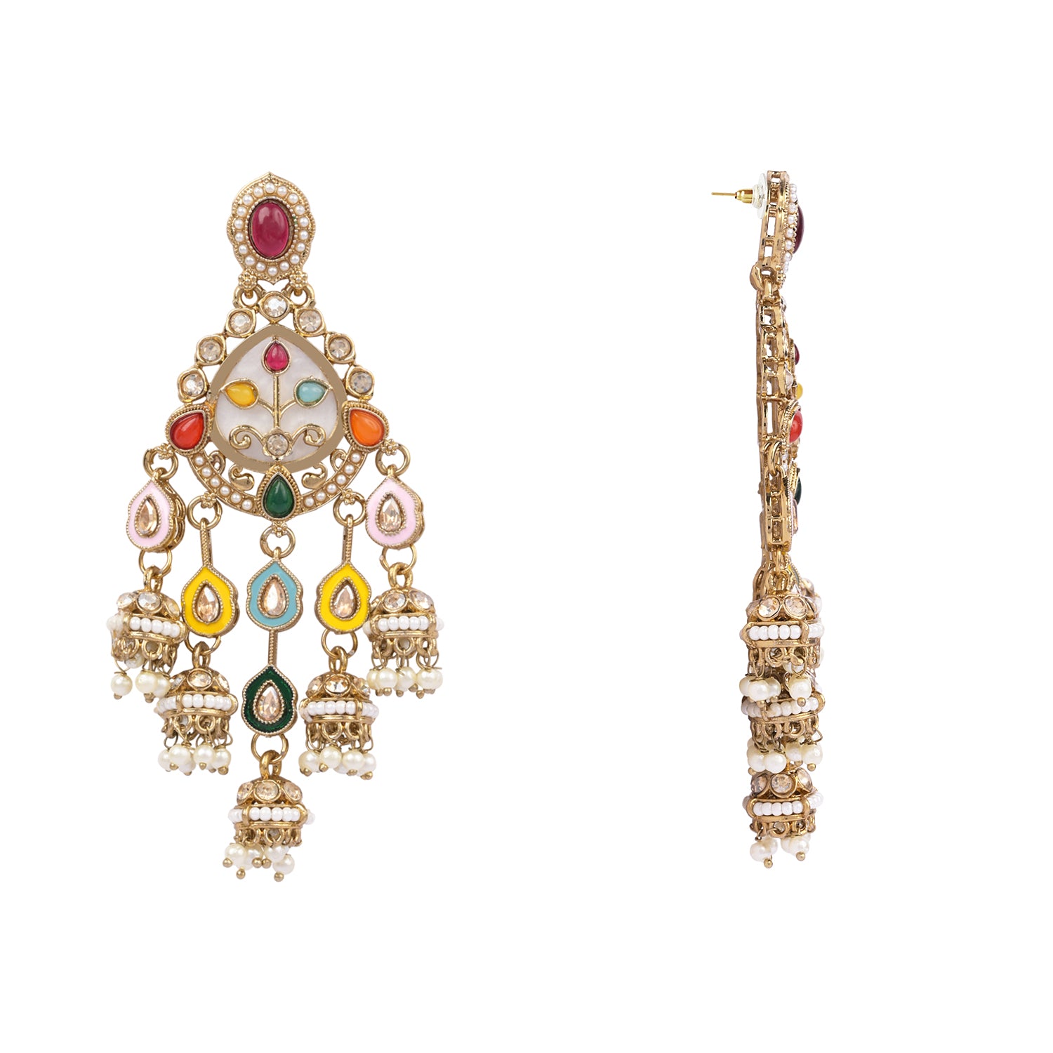 Tahseen - Chandbali Jhumki Mother of Pearl Earrings