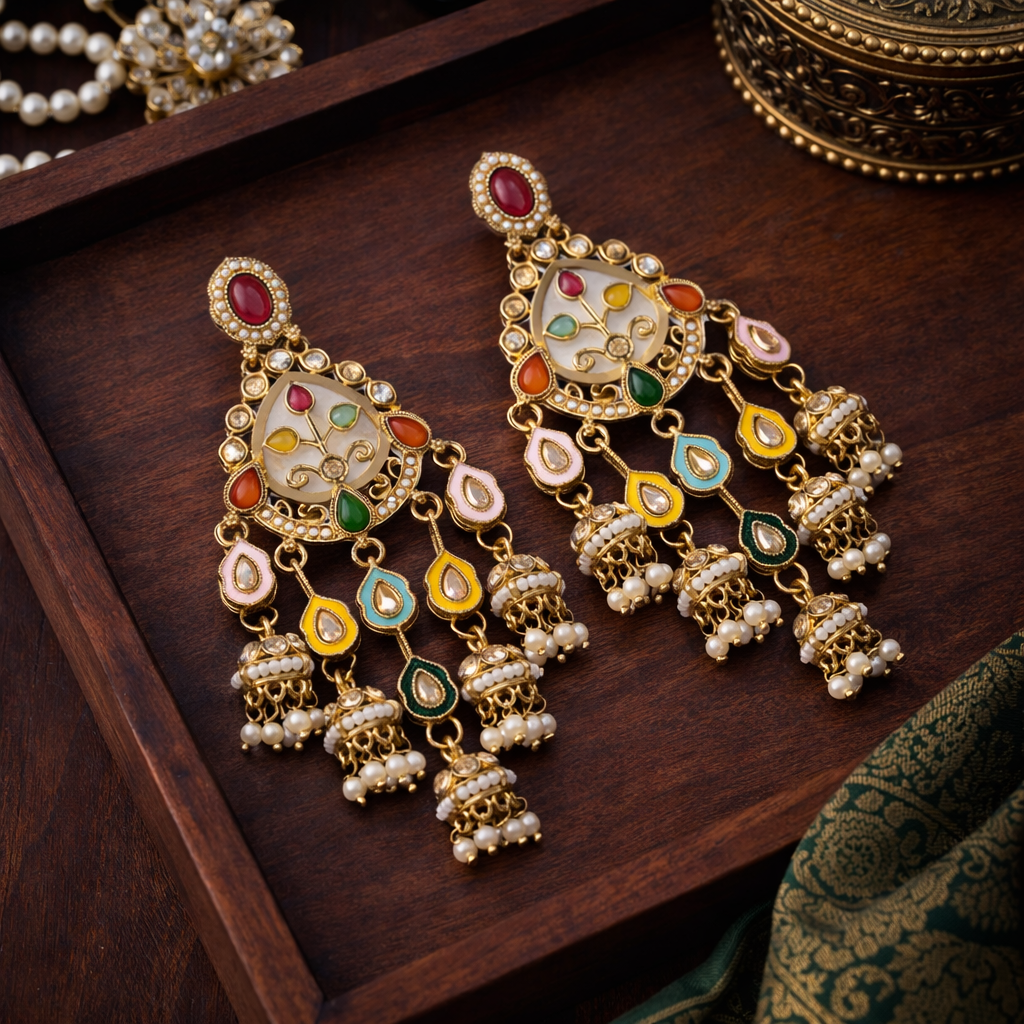 Tahseen - Chandbali Jhumki Mother of Pearl Earrings