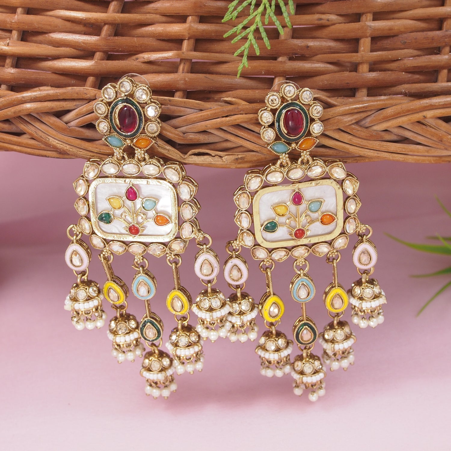Adhvika - Multicolor Mother of Pearl Earrings