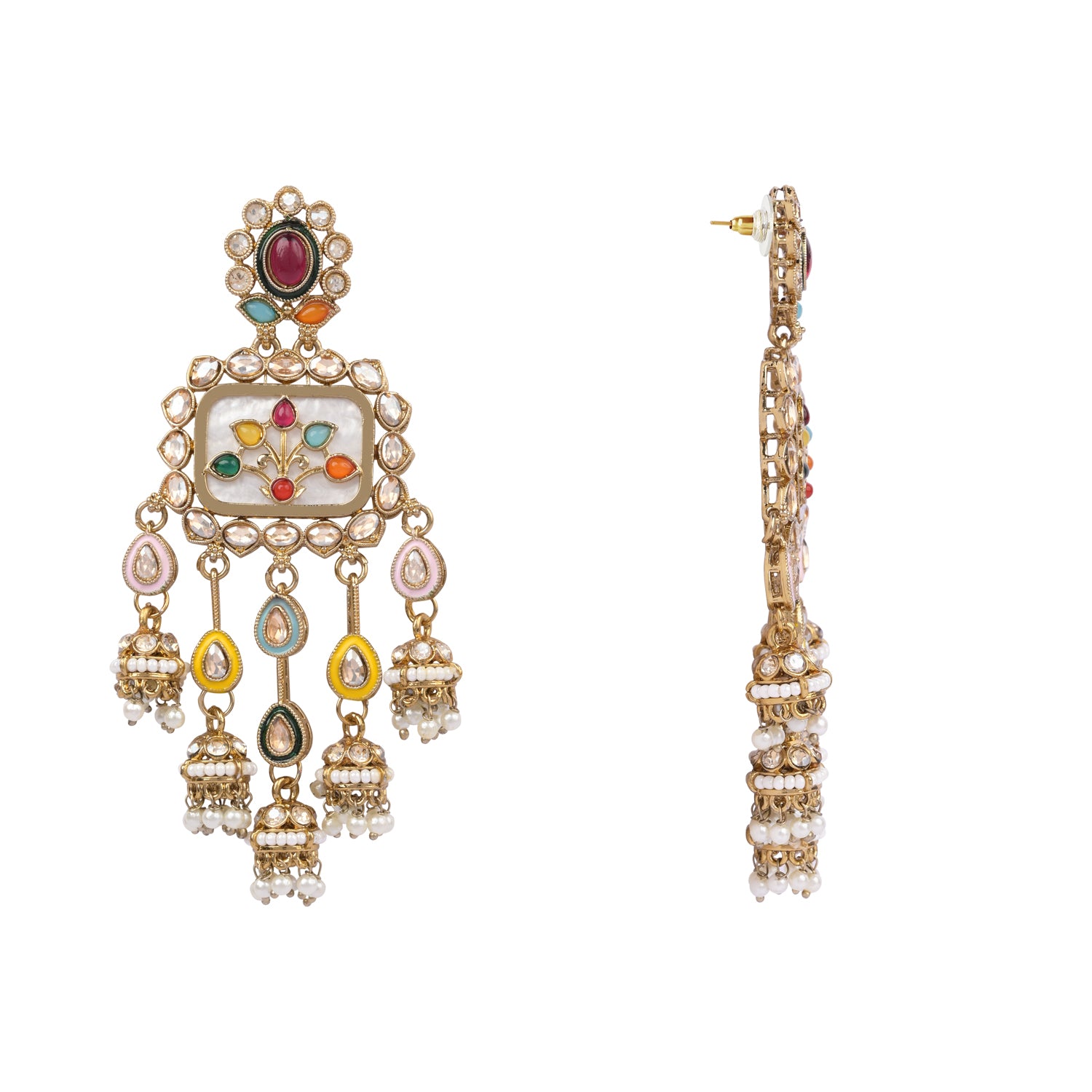 Adhvika - Multicolor Mother of Pearl Earrings