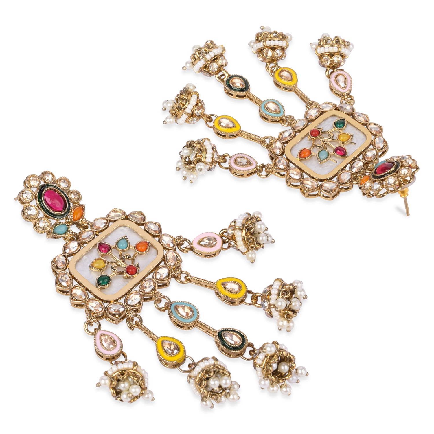 Adhvika - Multicolor Mother of Pearl Earrings