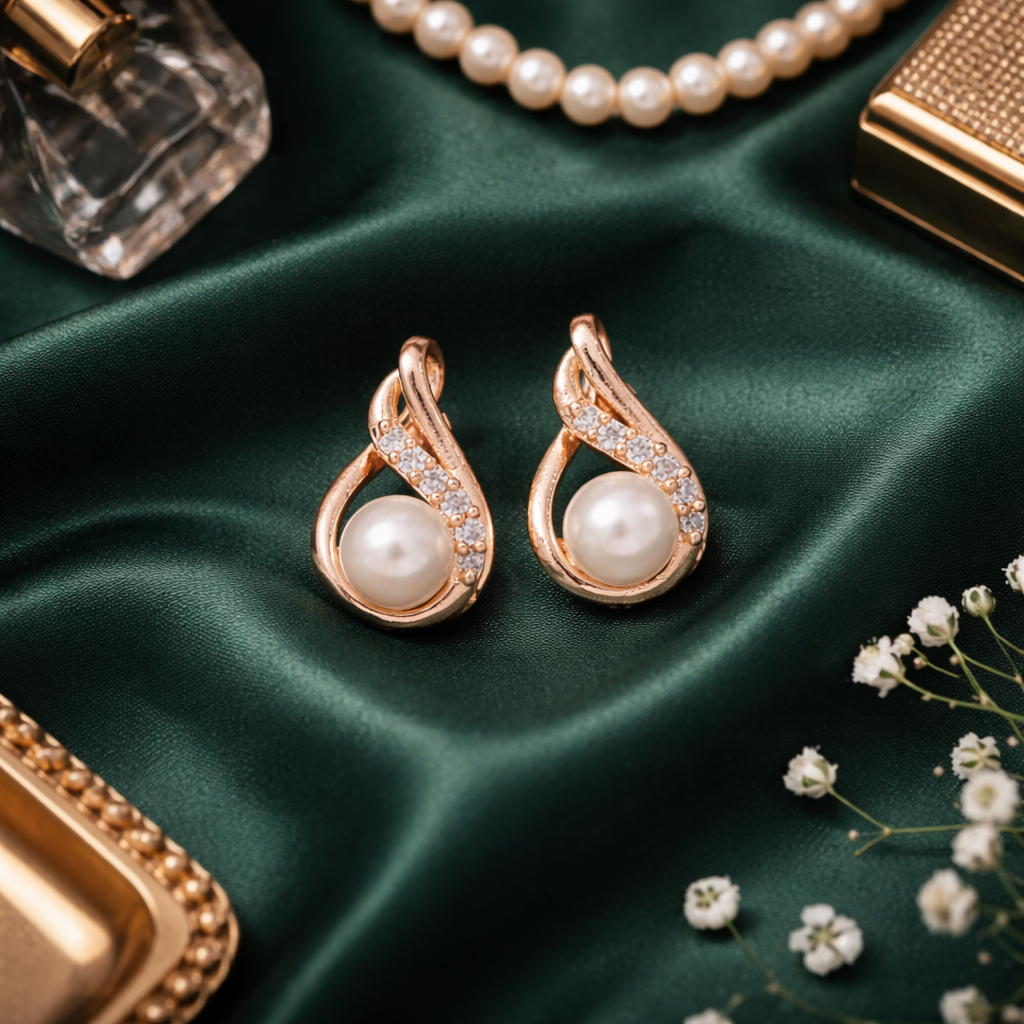 Taashvi Rosegold Studs