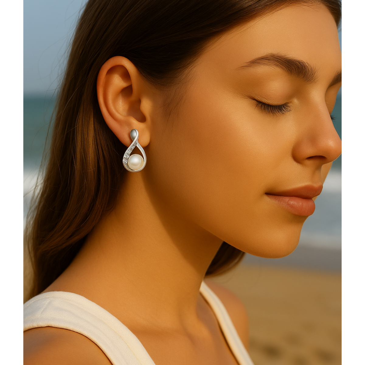 Taashvi- Pearl Grace Silver Studs