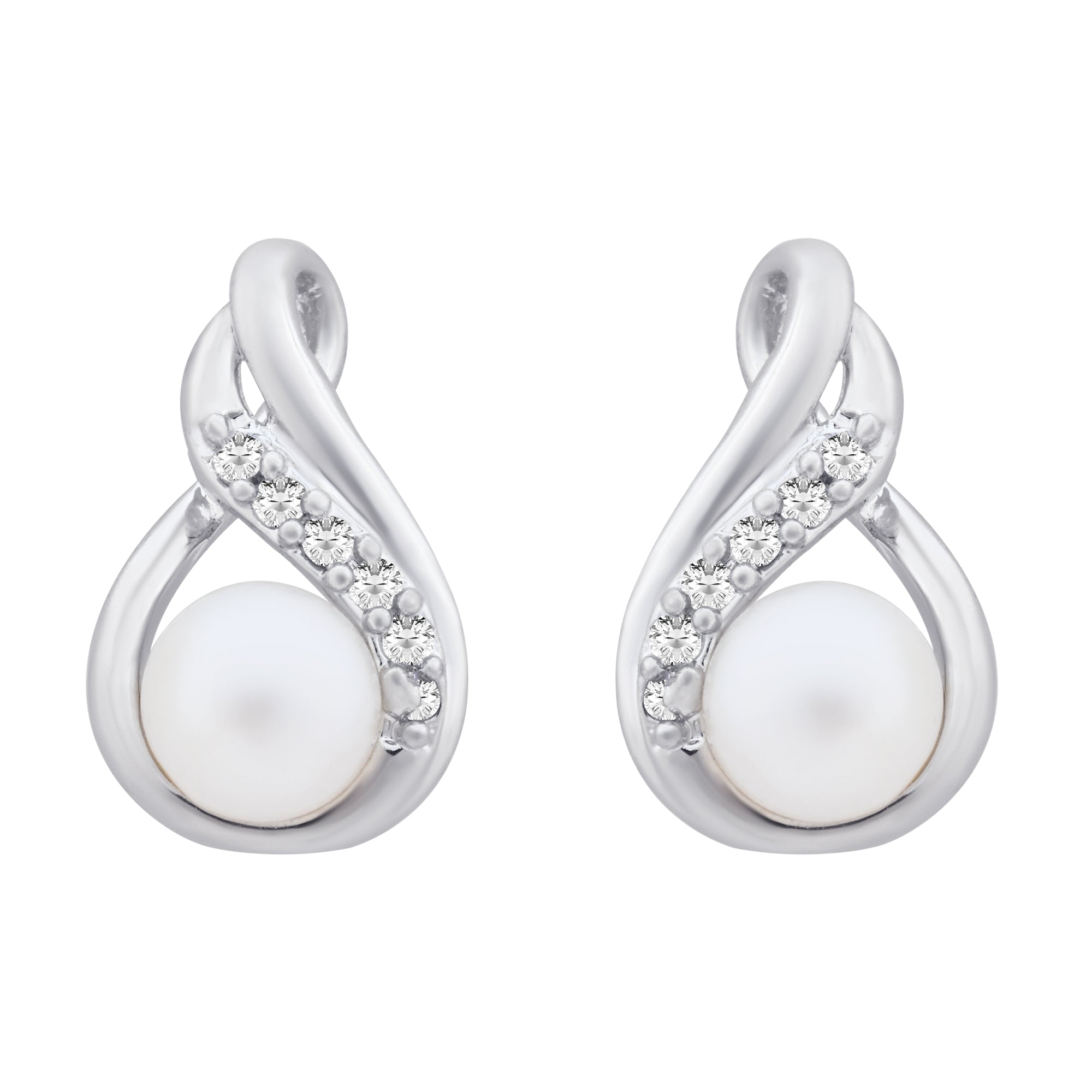 Taashvi- Pearl Grace Silver Studs