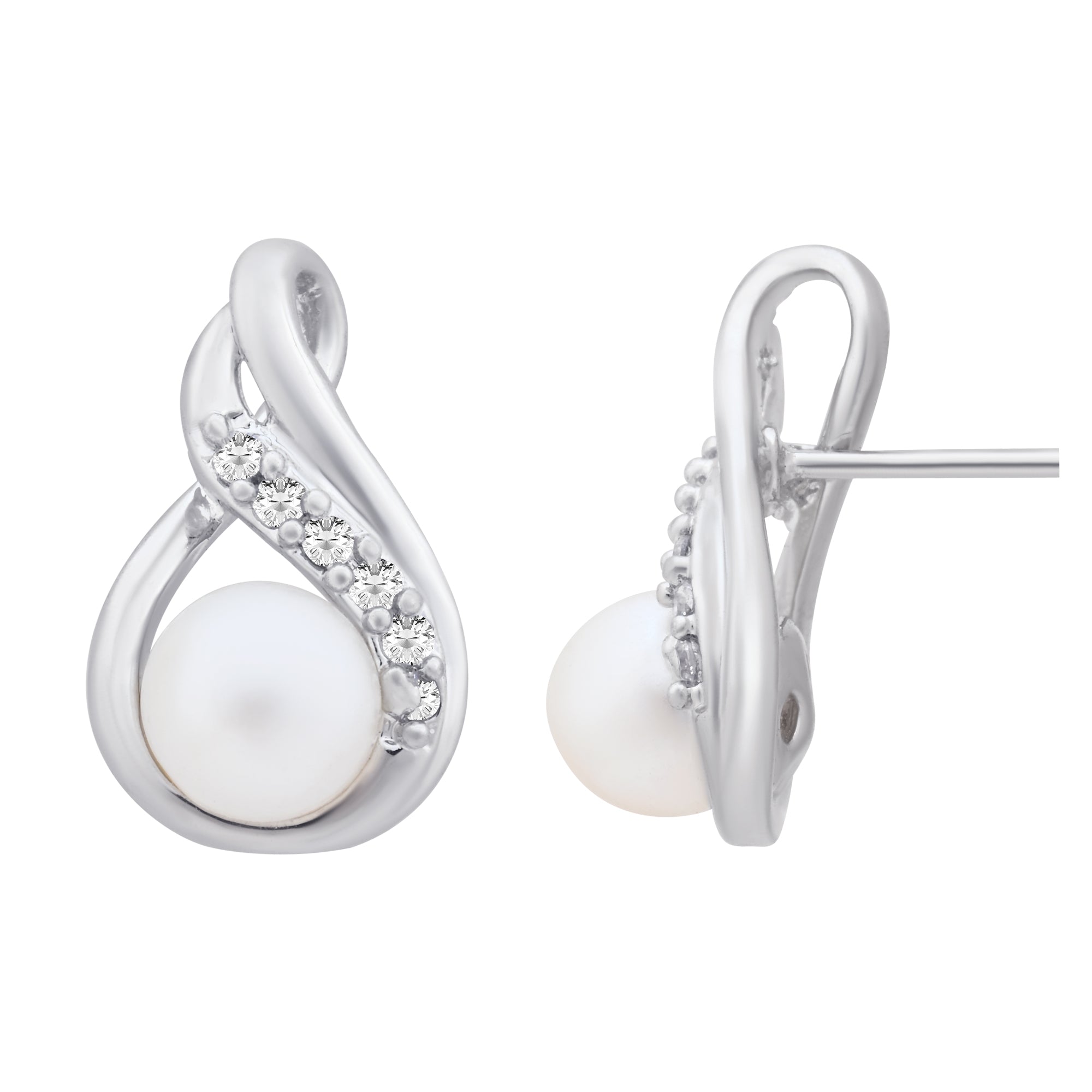 Taashvi- Pearl Grace Silver Studs