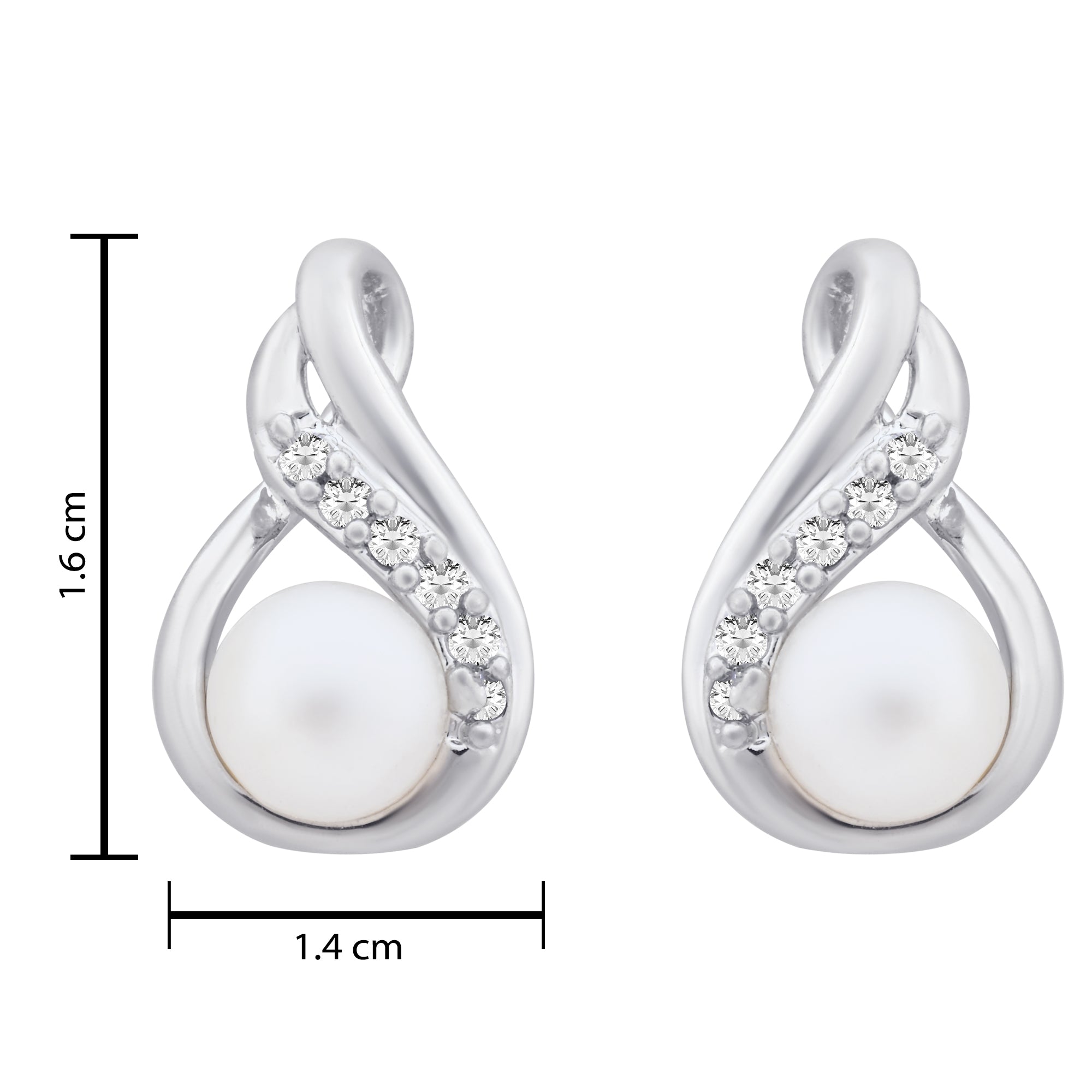 Taashvi- Pearl Grace Silver Studs