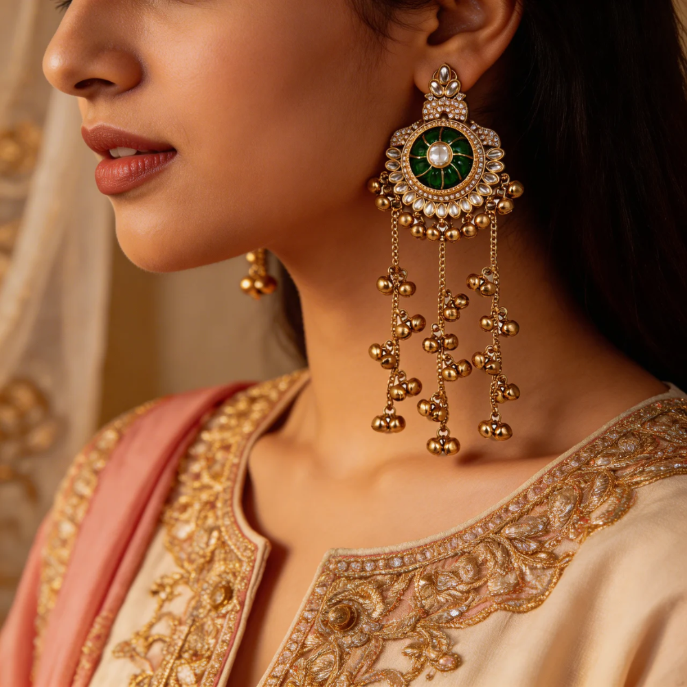 Traditional Indian Gunghroo Dangler earrings