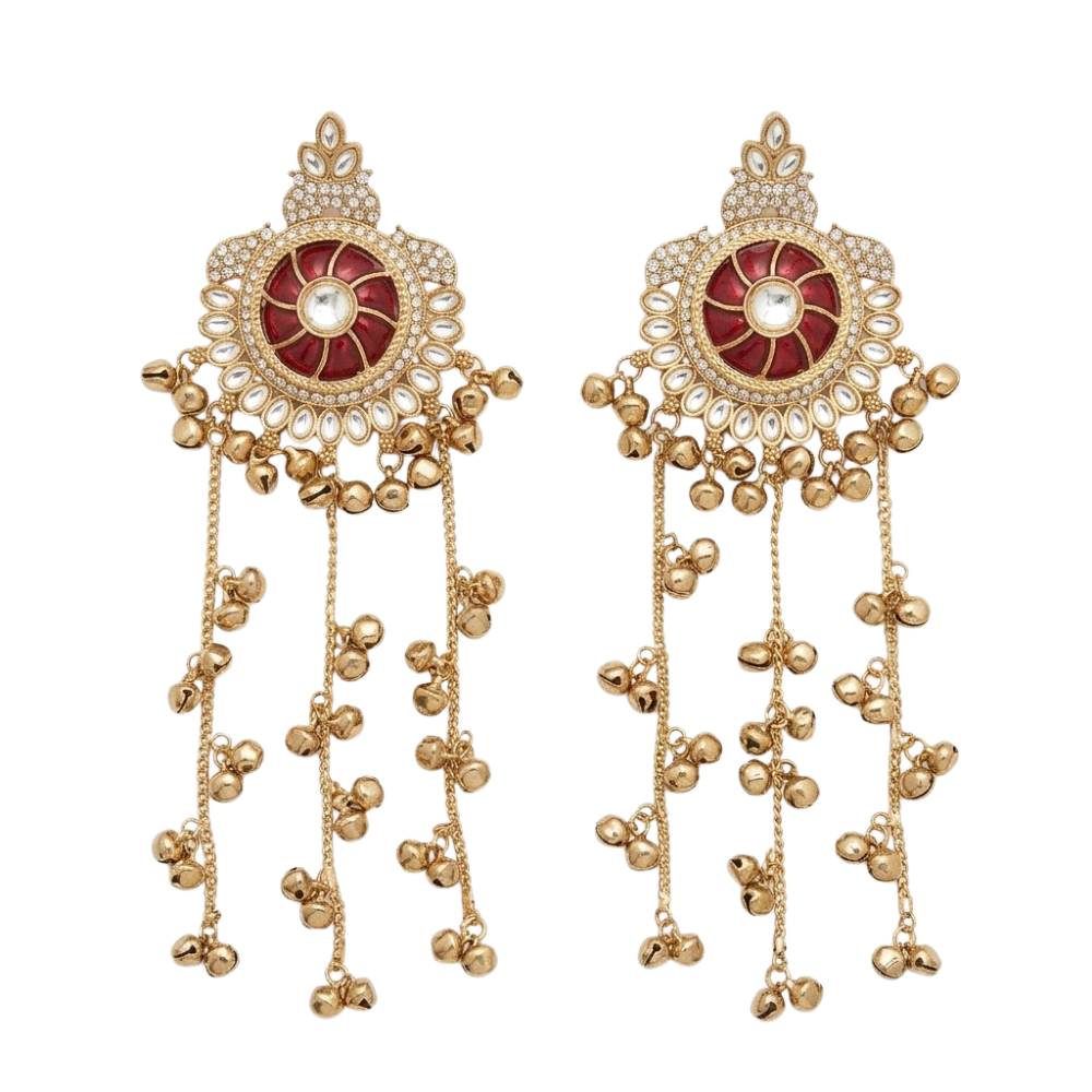 Shabnam Maroon Stone Ghunghroo Earrings
