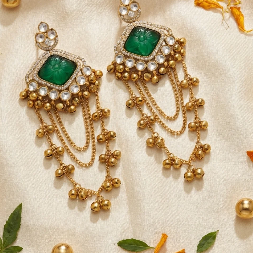Traditional Indian Gunghroo Dangler earrings