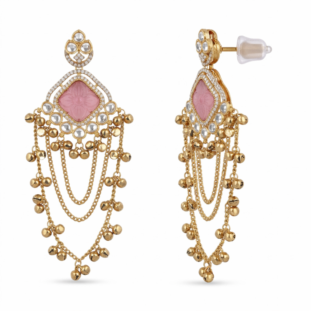 Zivah - Pink Ghunghroo Dangler Earrings
