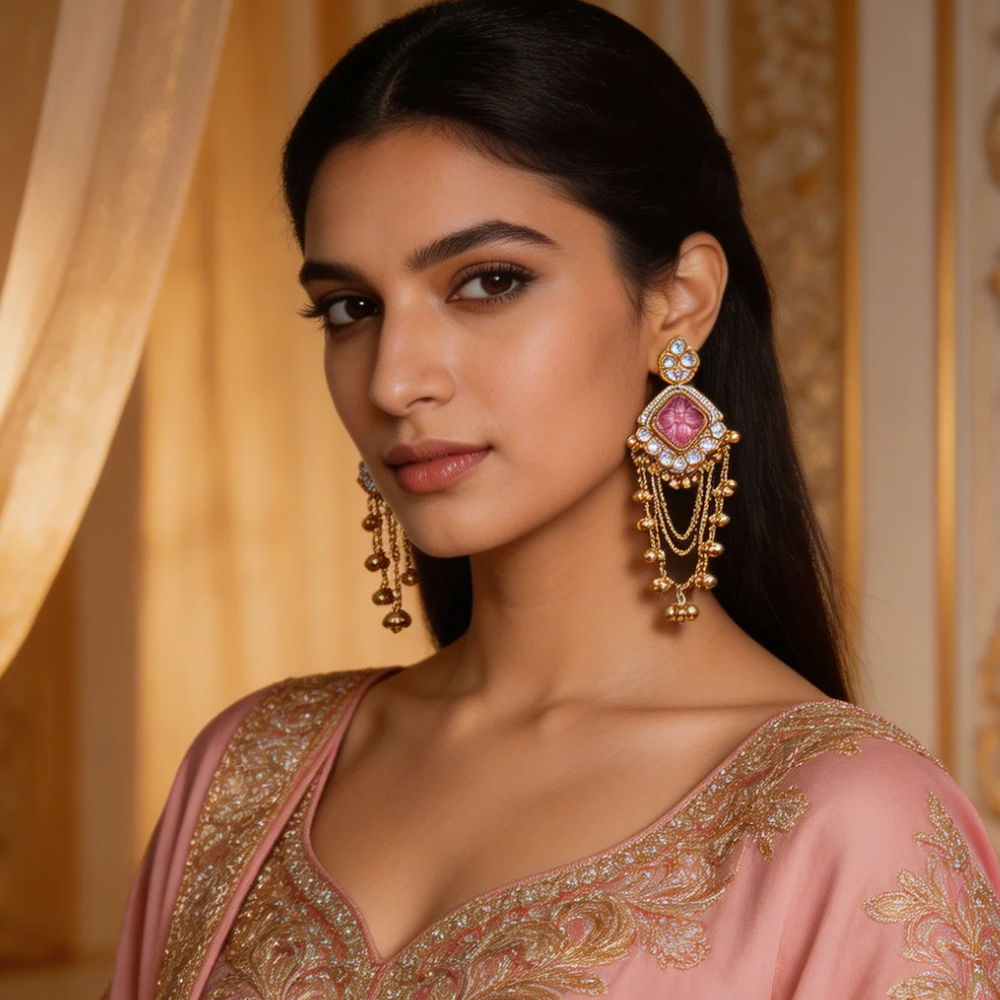 Zivah - Purple Gunghroo Dangler Earrings