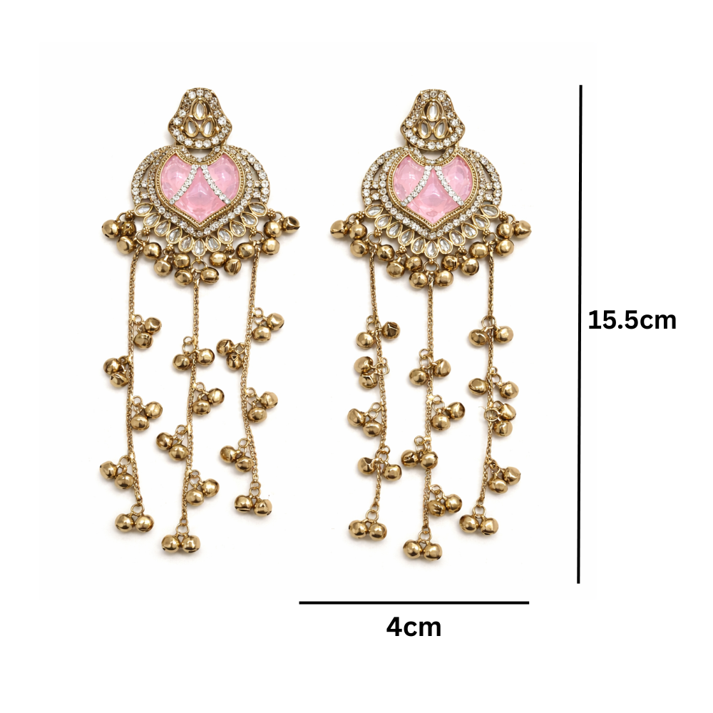 Alfeena- Pink Dangler Ghunghroo Earrings