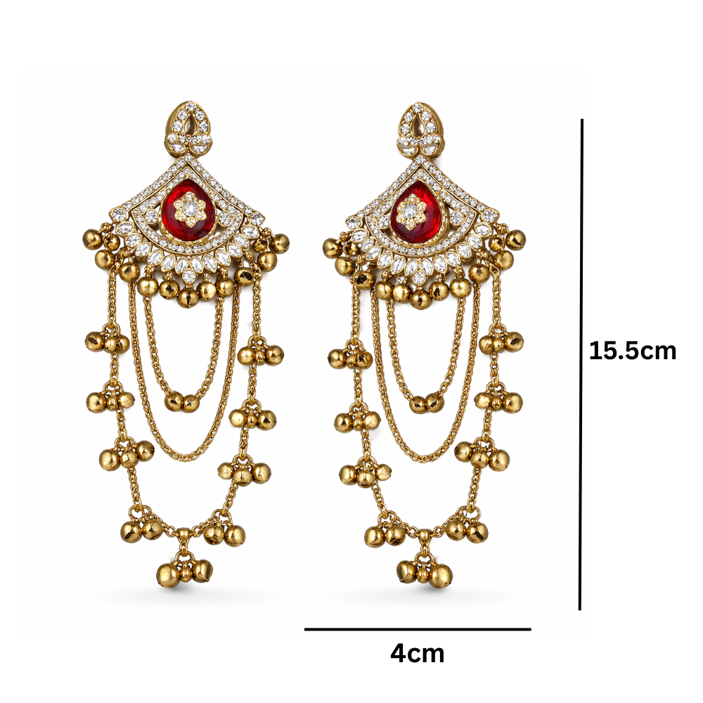 Shama- Maroon Ghunghroo Earrings