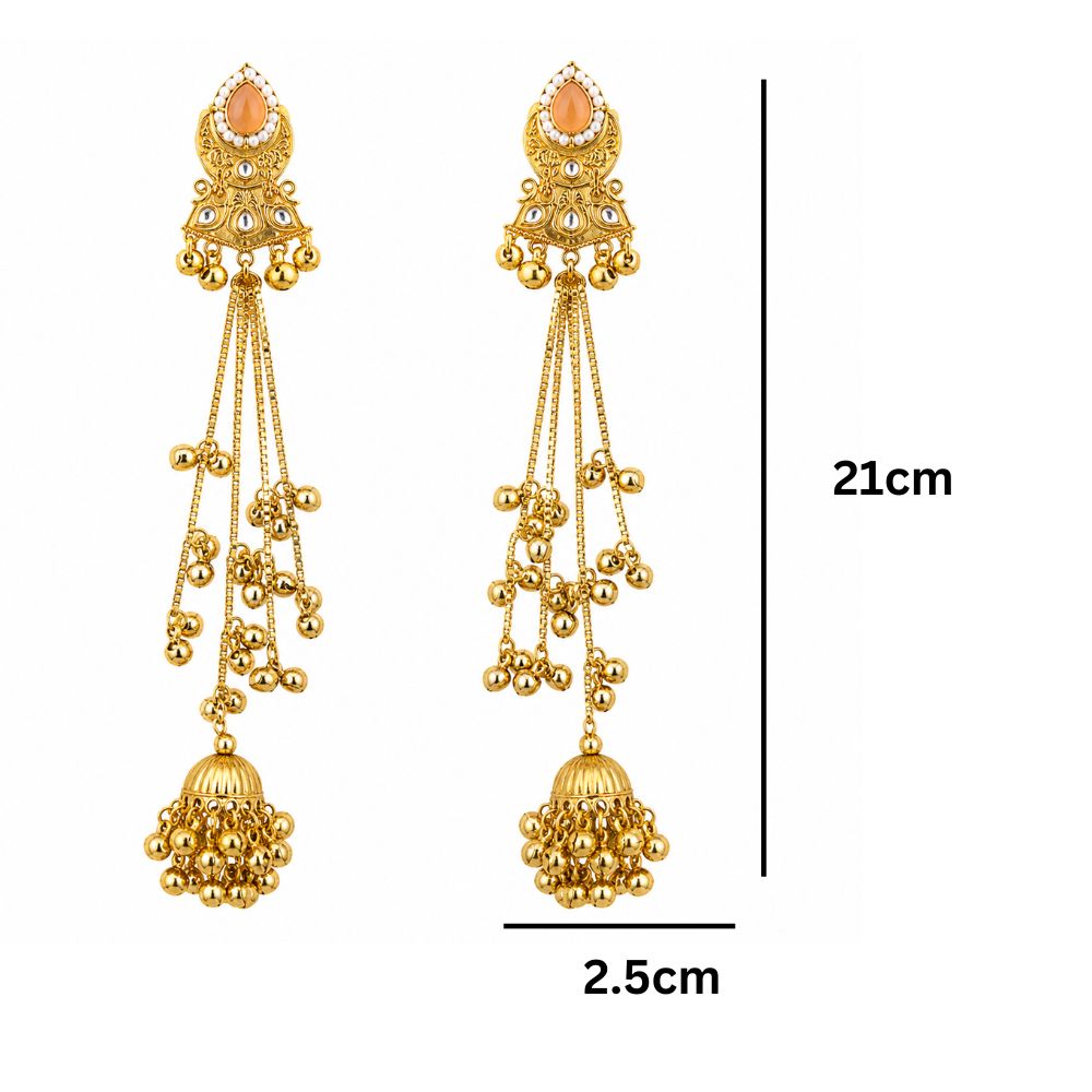Muneera- Peach Kashmiri Jhumka Ghungroo Earrings
