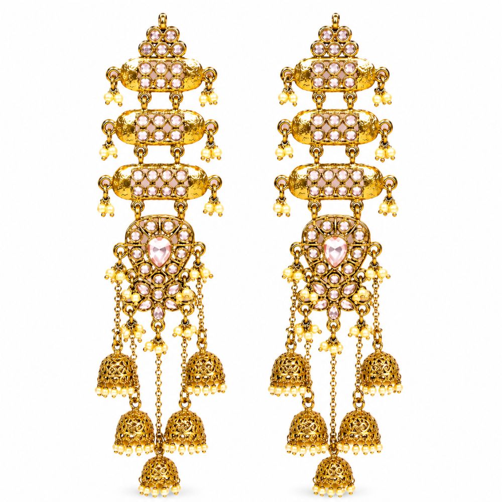 Roohi- Kundan Style Long Chandbali Jhumka Earrings