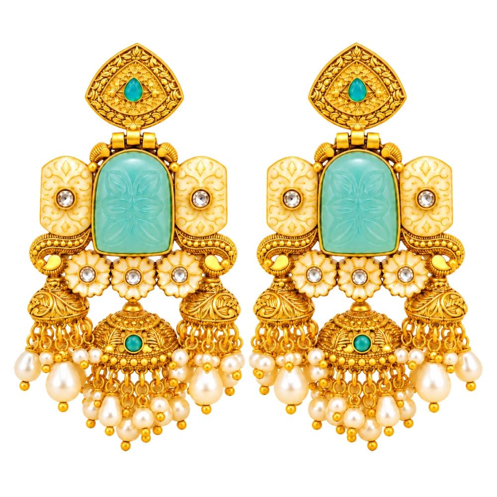 Samvritha- Blue Heritage Triple Jhumka Earrings