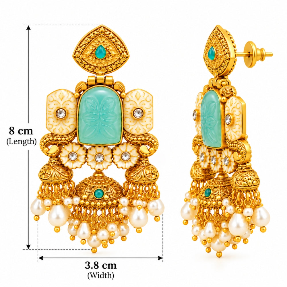 Samvritha- Blue Heritage Triple Jhumka Earrings