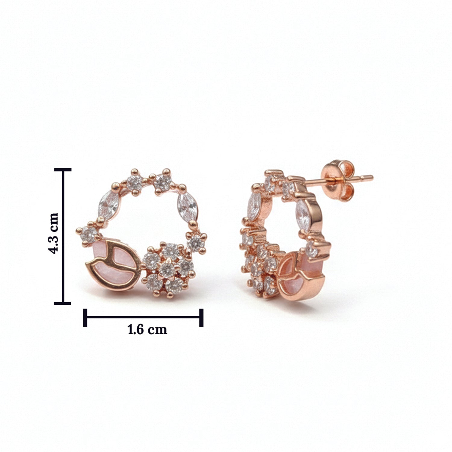 Aurora- Rose Gold Floral Hoop Earrings with Blue & CZ Stones
