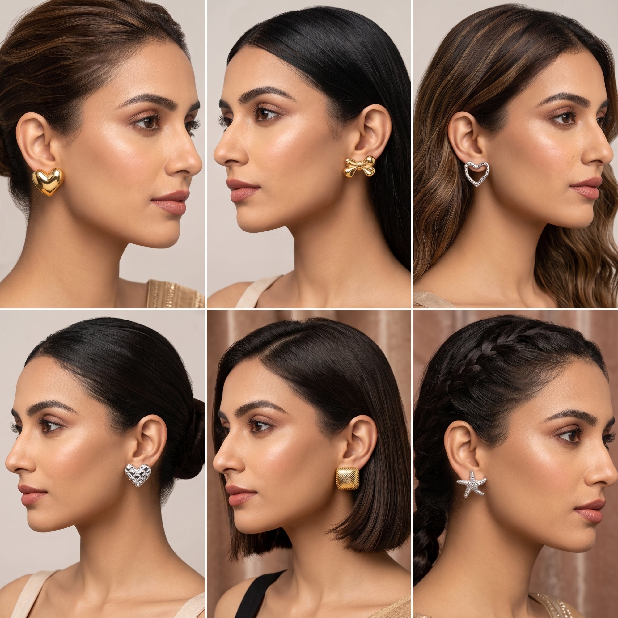 Trendy Assorted Geometric Stud Earrings Combo With Foldable Velvet Box (Set of 12)