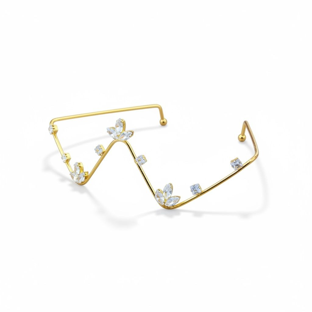 Tivra- Gold-Toned Floral Crystal Facelet