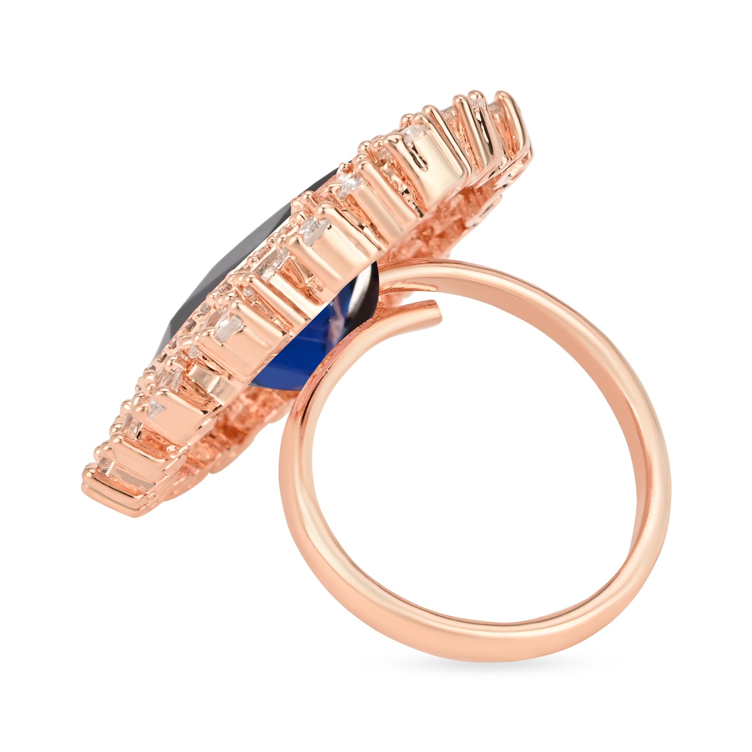 Clara Rosegold Blue CZ Ring