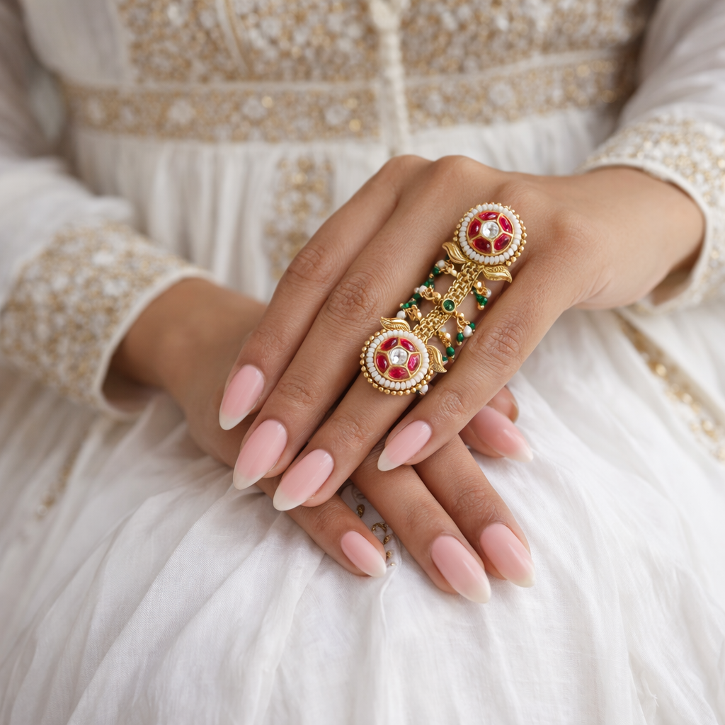 Sriya-Kundan Double-Medallion Ring