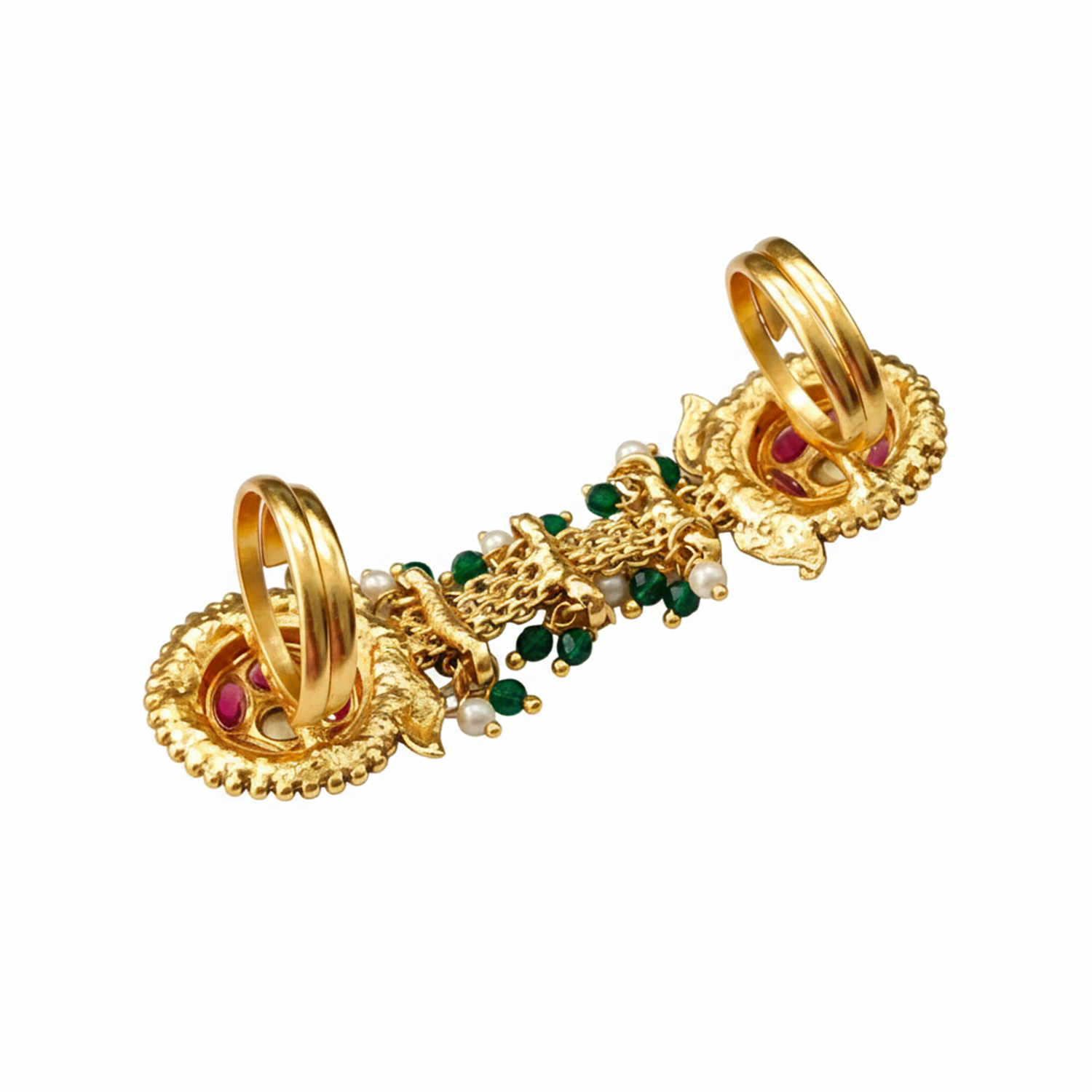 Sriya-Kundan Double-Medallion Ring