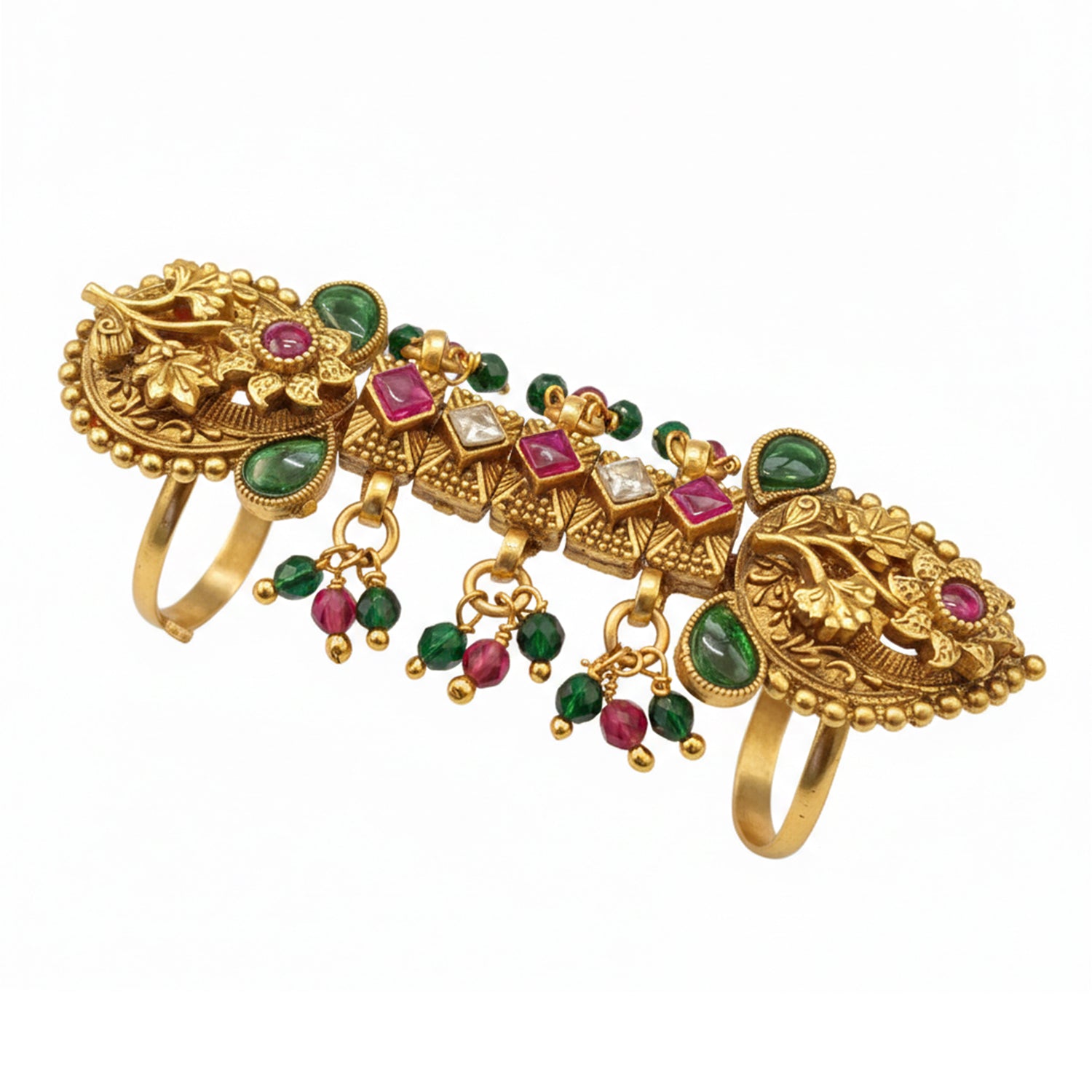 Kalyani- Temple-Glow Antique Full-Finger Ring