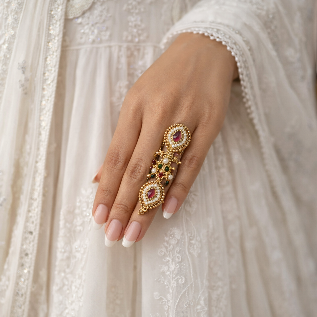 Rakshitha- Gold-Plated Floral Statement Ring
