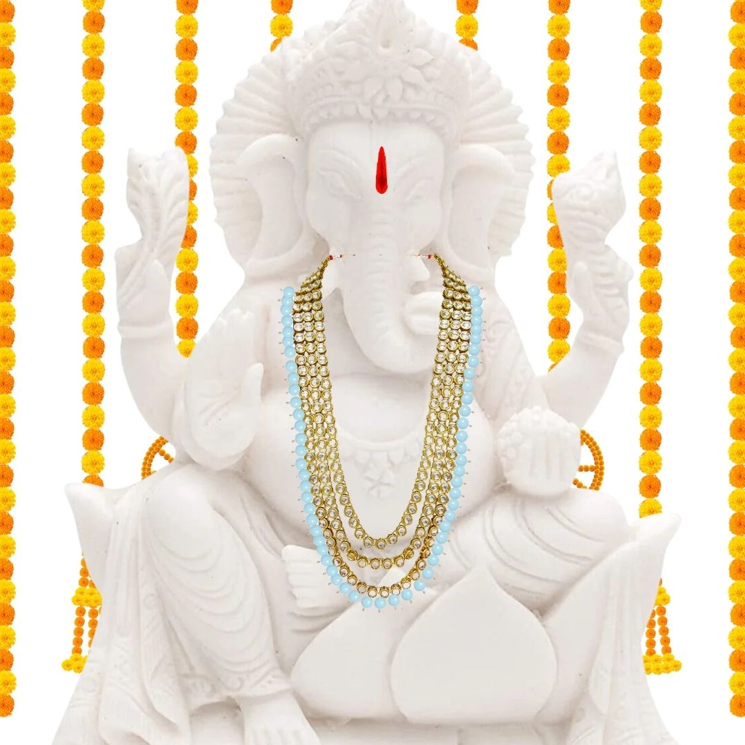 Ganesha Turquoise Pearl & Kundan Mala