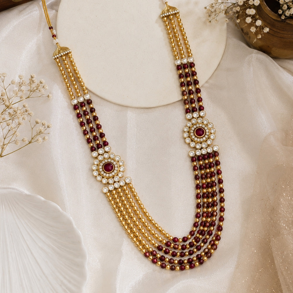 Bhupati Maroon Pearl & Kundan Mala