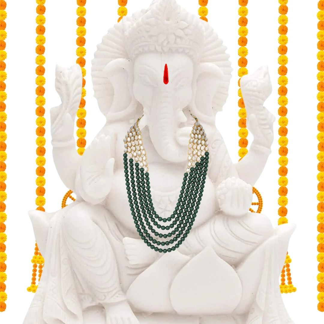 Gajanan Green Pearl & Kundan Mala