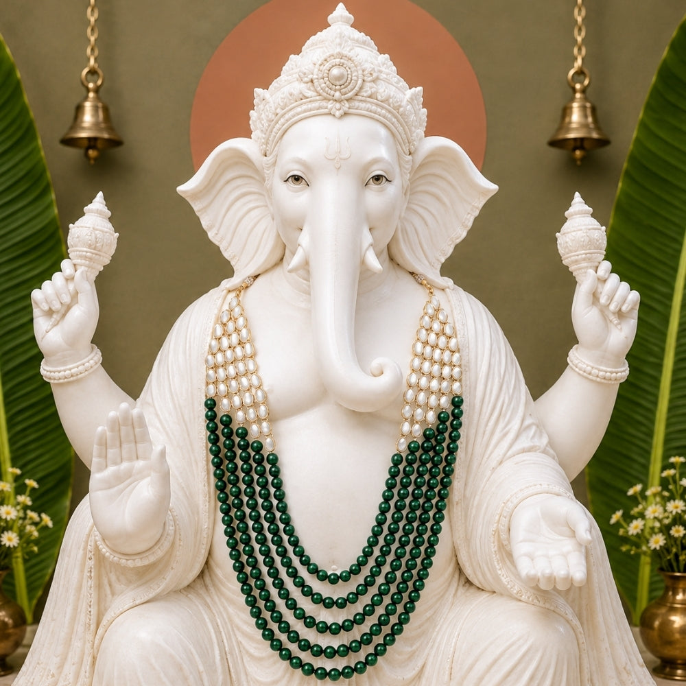 Gajanan Green Pearl & Kundan Mala