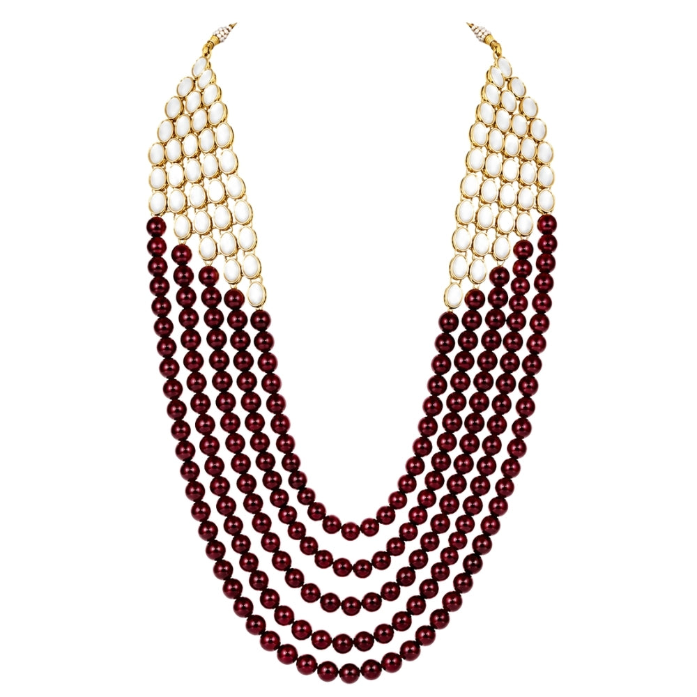 Gajanan Maroon Pearl & Kundan Mala