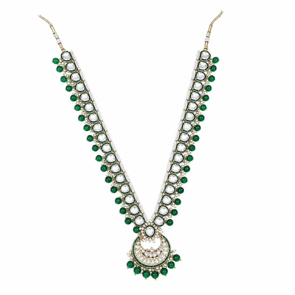 Pramukhaya – Green Kundan Long Mala with Beads