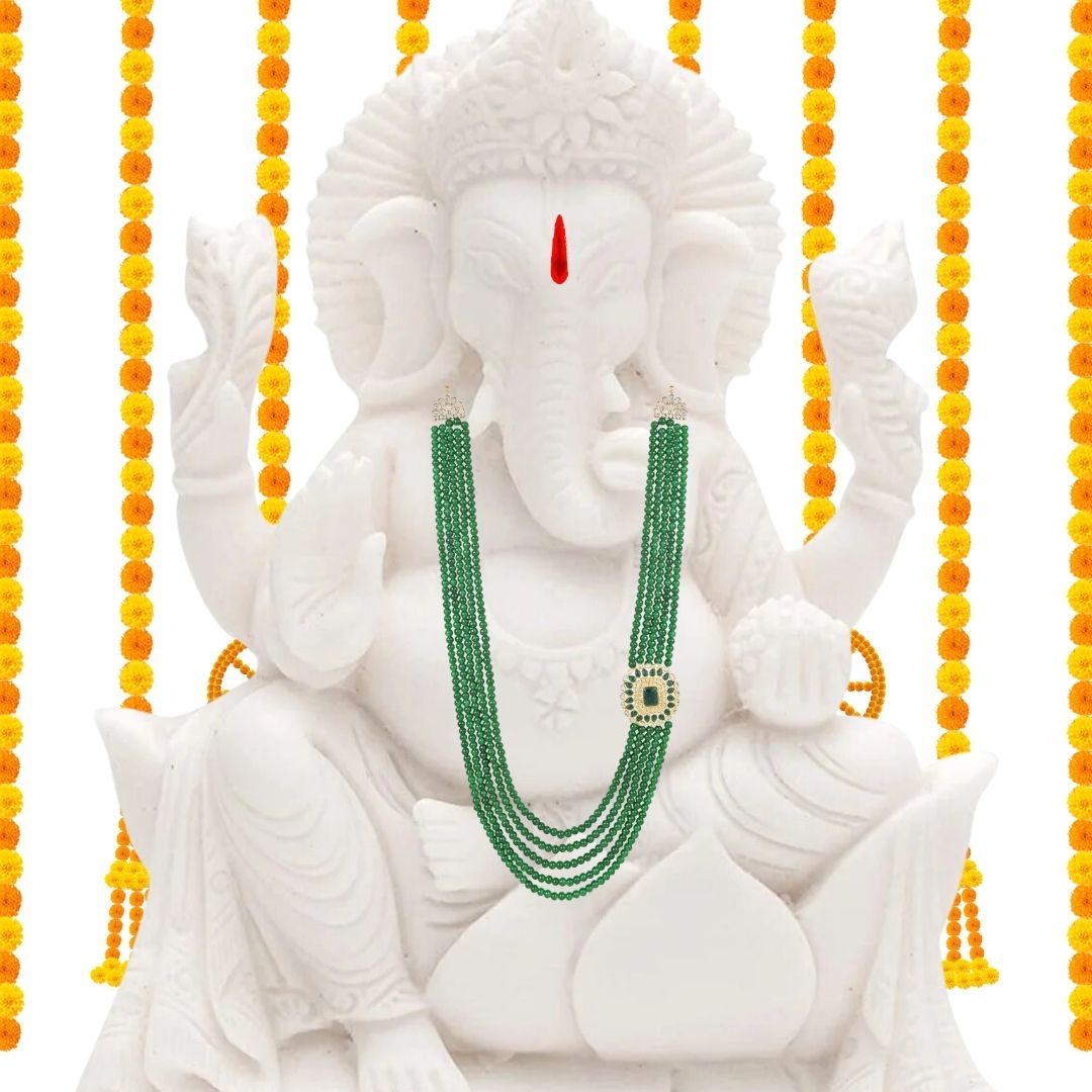 Yashvasin Green Pearl & Kundan Mala