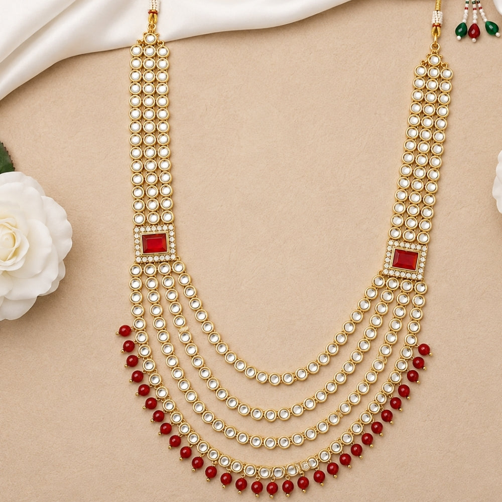 Vakratunda Red Bead & Kundan Ganpati Mala
