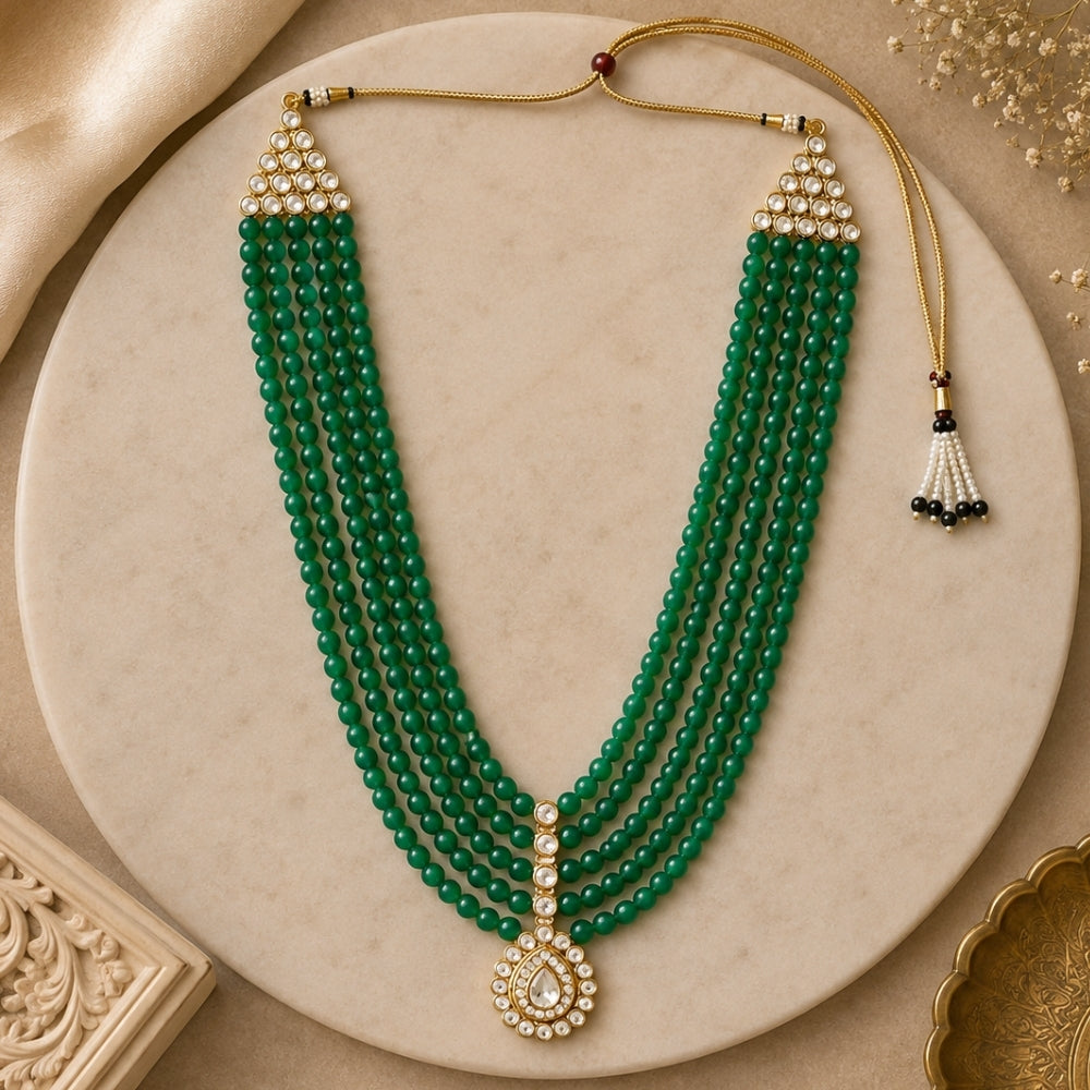 Ekaashara - Green Stone & Bead Mala