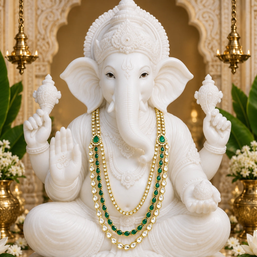Shreevarad-Emerald Kundan Ganpati Mala