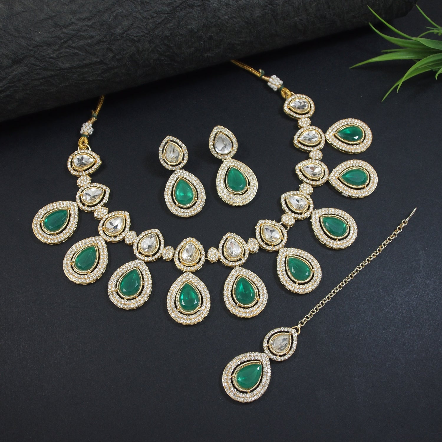 Hamsika Green Choker Set
