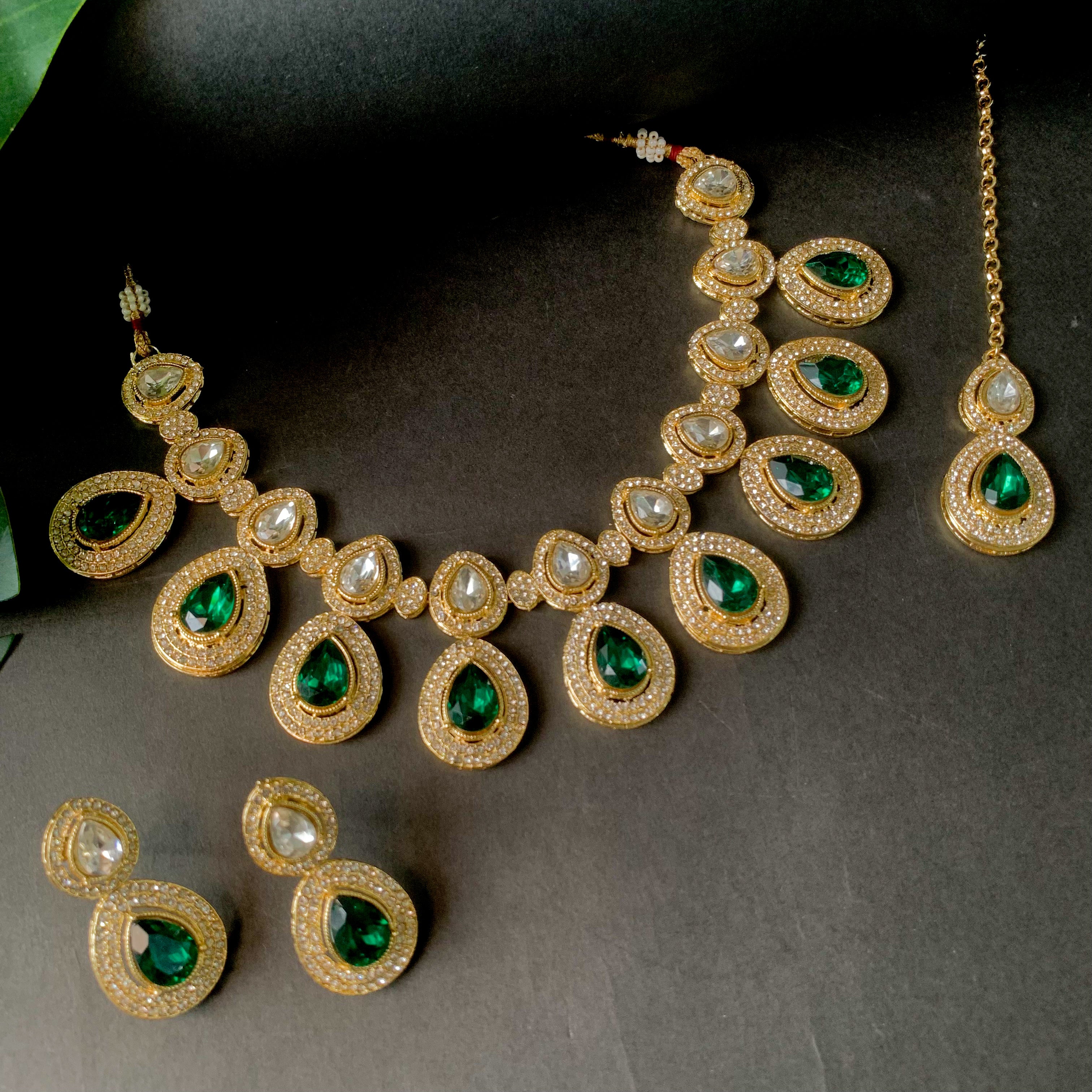 Hamsika Green Choker Set