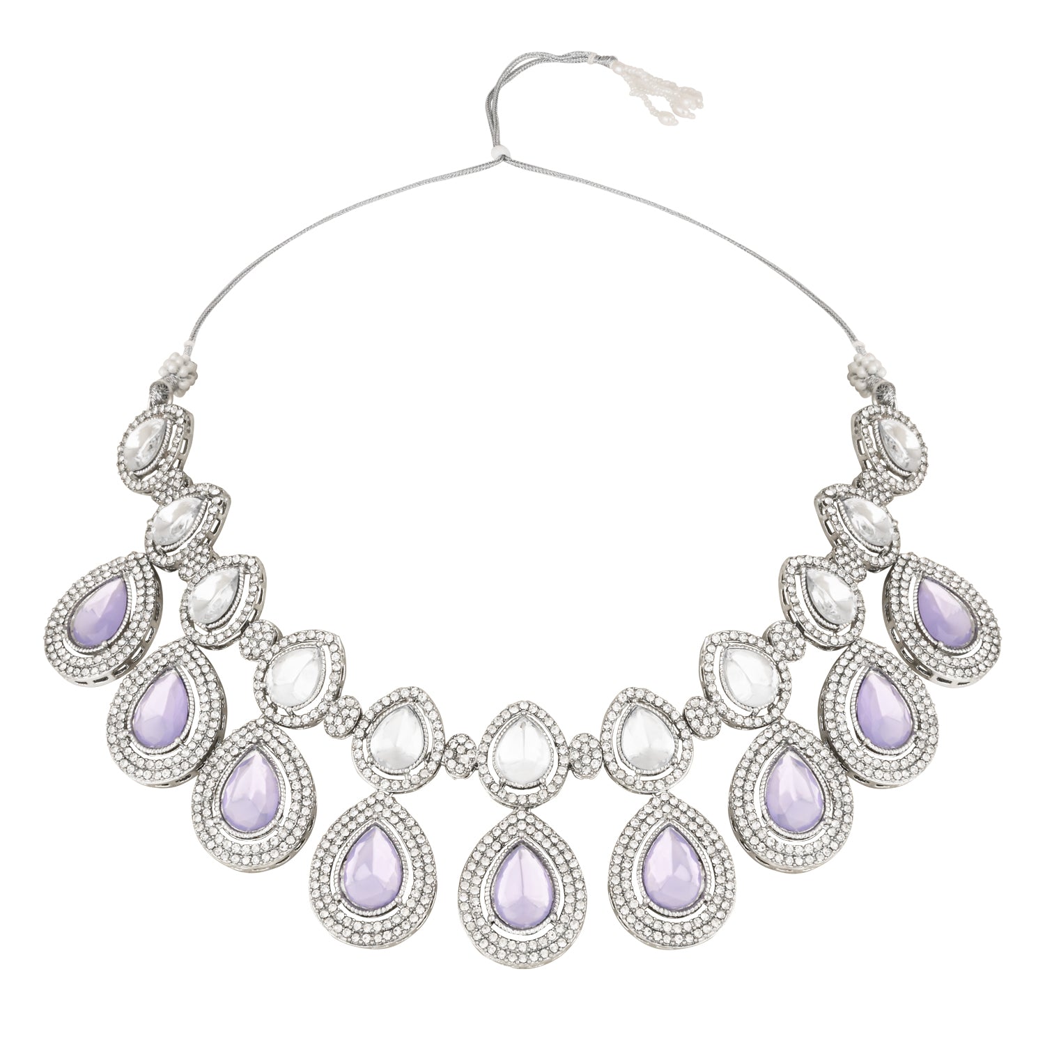 Hamsika Rhodium Purple Choker Set