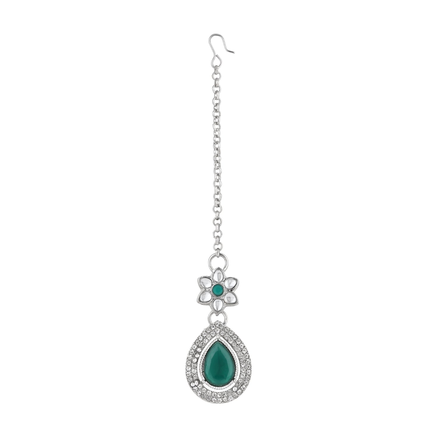Vansha Silver Green Necklace set